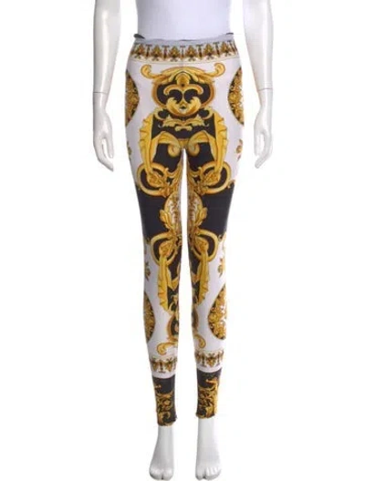 Pre-owned Versace Printed Skinny Leg Pants In Neutral