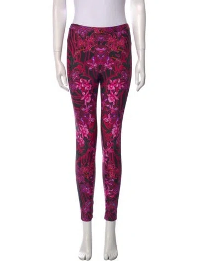Pre-owned Versace Printed Skinny Leg Pants In Pink
