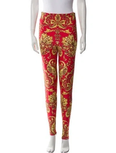 Pre-owned Versace Printed Skinny Leg Pants In Red