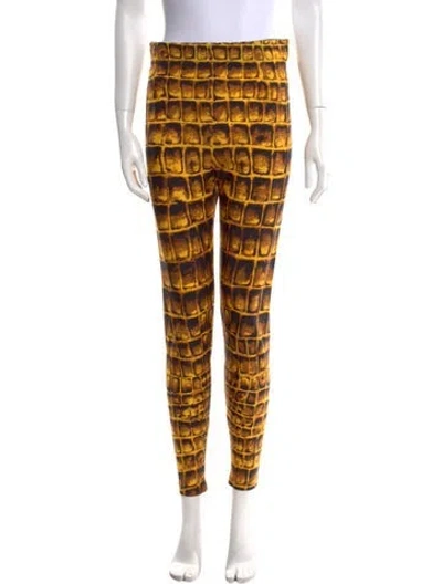 Pre-owned Versace Printed Skinny Leg Pants W/ Tags In Yellow
