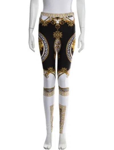 Pre-owned Versace Printed Skinny Leg Pants In White