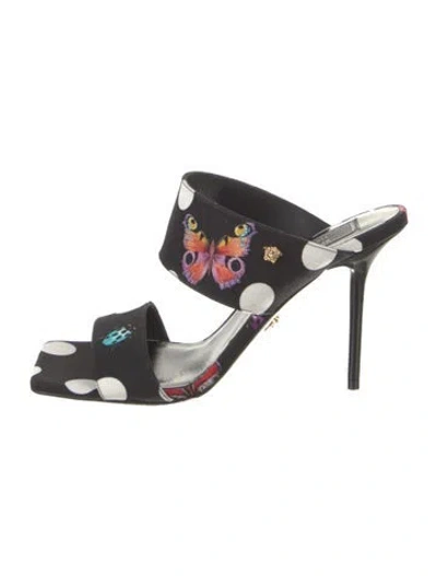 Pre-owned Versace Printed Slides In Black