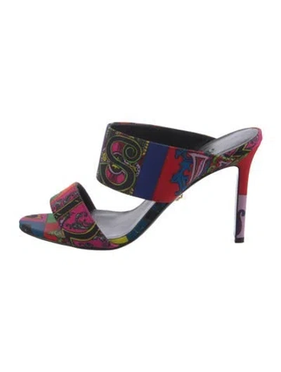 Pre-owned Versace Printed Slides In Multi