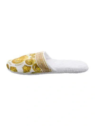Pre-owned Versace Printed Slippers In White