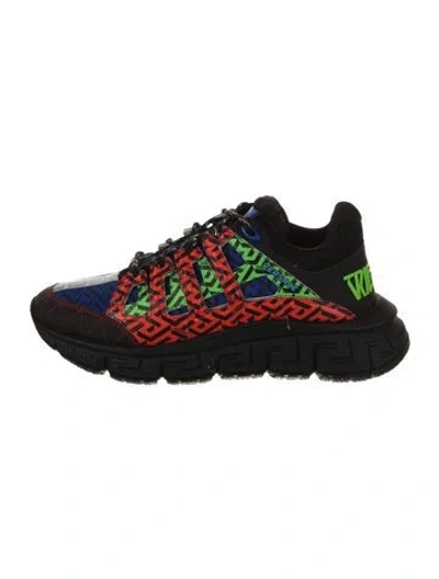 Pre-owned Versace Printed Sneakers In Black