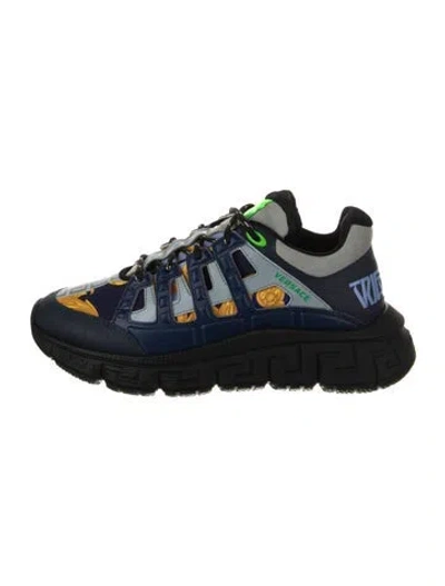 Pre-owned Versace Printed Sneakers In Blue