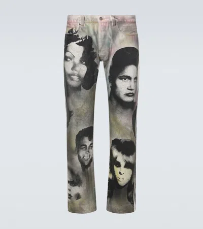 Versace Printed Straight Jeans In Multi