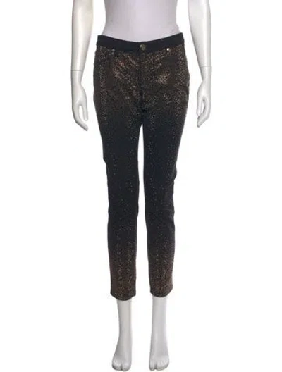 Pre-owned Versace Printed Straight Leg Pants In Black