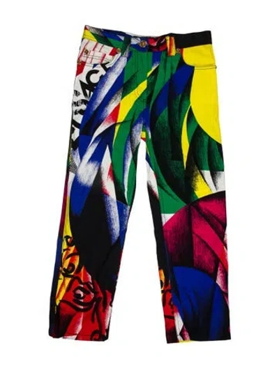 Pre-owned Versace Printed Straight Leg Pants In Multi