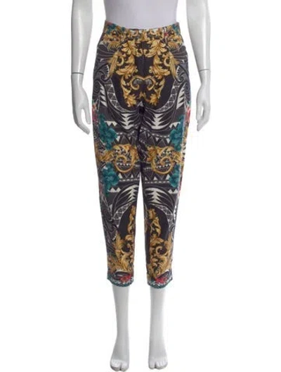 Pre-owned Versace Printed Straight Leg Pants In Multi