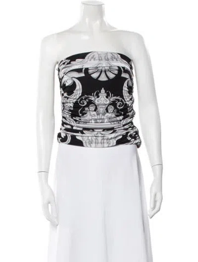 Pre-owned Versace Printed Strapless Top In Black