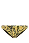 Versace Men Printed Stretch Polyester Slip Brief In Gold