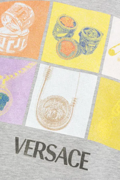 Versace Printed Sweatshirt In Light Gray Melange+print