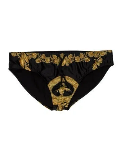 Pre-owned Versace Printed Swim Briefs In Black