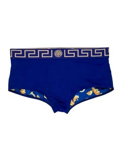 Pre-owned Versace Printed Swim Briefs In Blue