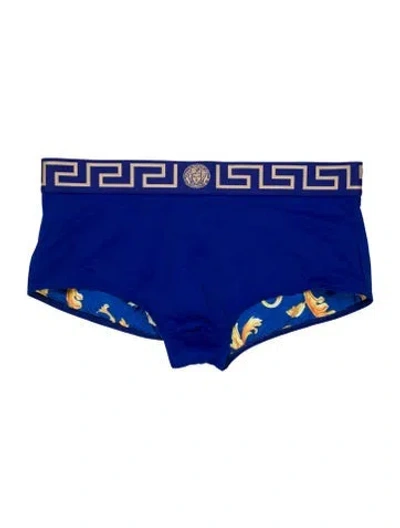 Pre-owned Versace Printed Swim Briefs In Blue