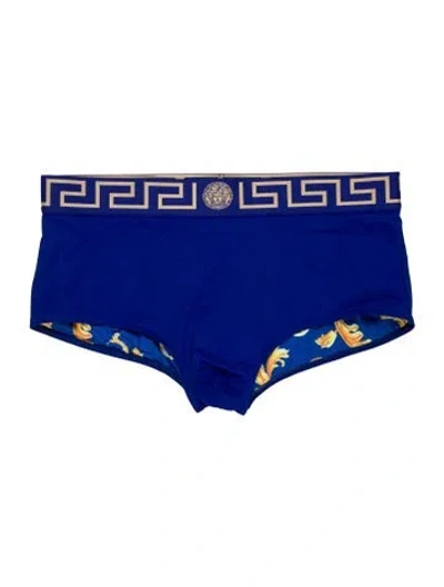 Pre-owned Versace Printed Swim Briefs In Blue