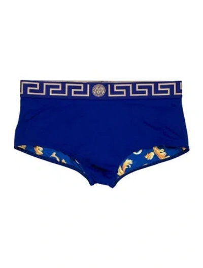Pre-owned Versace Printed Swim Briefs In Blue