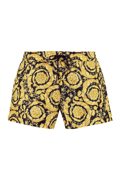 Versace Printed Swim Shorts In A7900-gold + Print