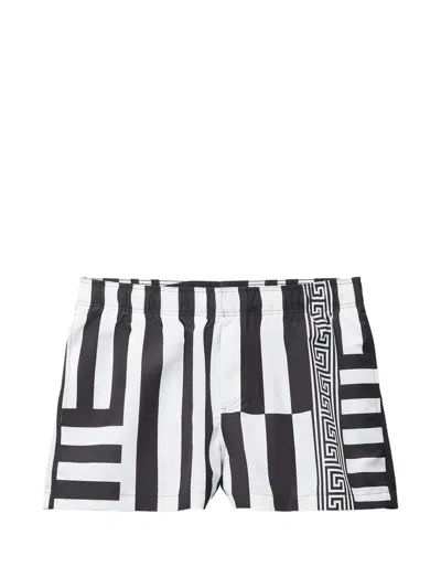 Versace Printed Swim Shorts In Black
