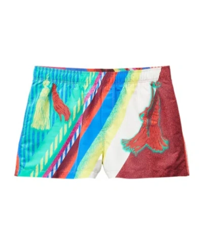 Versace Printed Swim Shorts In Brown