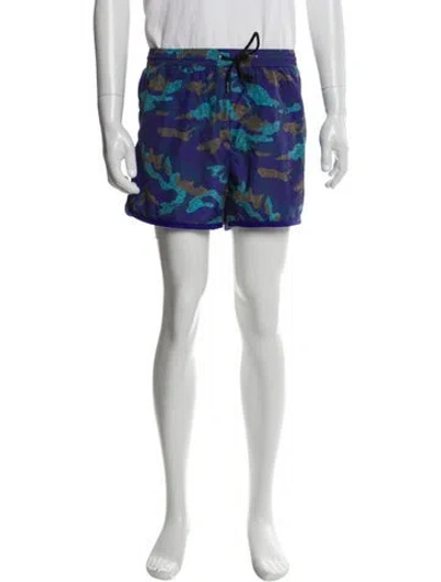 Pre-owned Versace Printed Swim Trunks In Blue