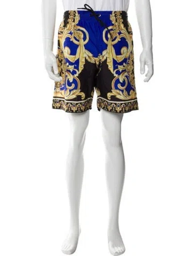 Pre-owned Versace Printed Swim Trunks In Blue