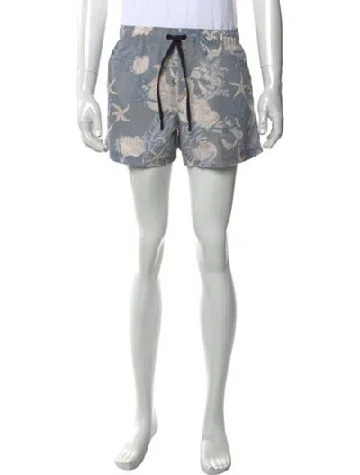 Pre-owned Versace Printed Swim Trunks W/ Tags In Grey