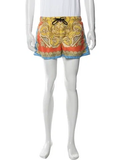 Pre-owned Versace Printed Swim Trunks In Yellow