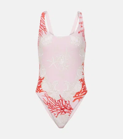 Versace Printed Swimsuit In Pink