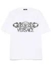 Versace White T-shirt With Medusa Head Logo Print On The Front In Black  