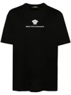 Versace Cotton T-shirt With Medusa Embroidery In Black
