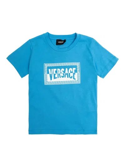 Versace Kids' Printed T-shirt In Blue