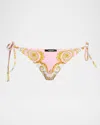 Versace Barocco Triangle Bikini Top Adjustable Straps In Multi