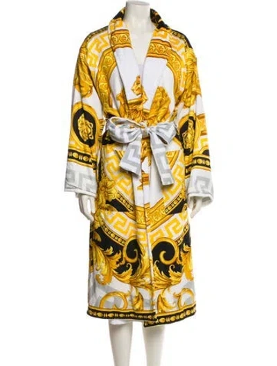 Pre-owned Versace Printed Trench Coat In Gold