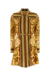 Versace Twill Shirt Dress Ornate Print In Multi