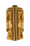 Versace Twill Shirt Dress Ornate Print In White