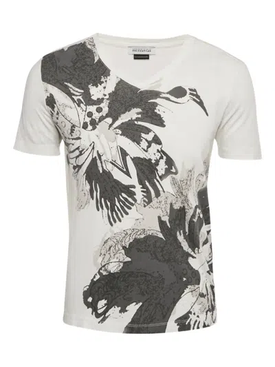Pre-owned Versace Printed V-neck T-shirt In White
