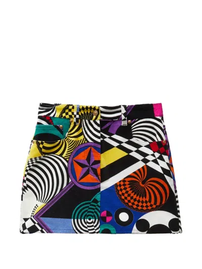 Versace Printed Velvet Mini Skirt In Multi