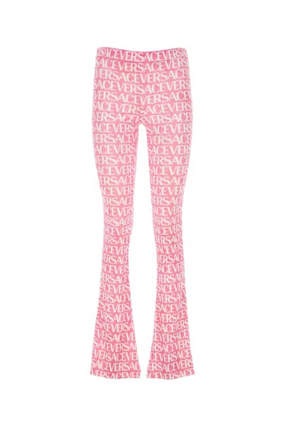 Versace Printed Velvet Pant In Pink