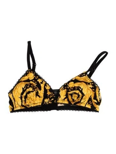 Pre-owned Versace Printed V-neck Sports Bra W/ Tags In Yellow