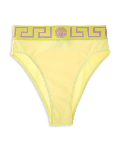 Versace Printed Waist Bikini In Pale Yellow
