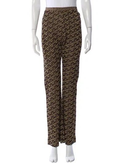 Pre-owned Versace Printed Wide Leg Pants In Gold