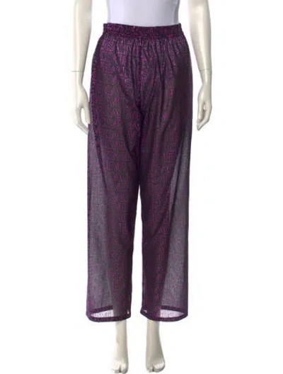 Pre-owned Versace Printed Wide Leg Pants In Purple