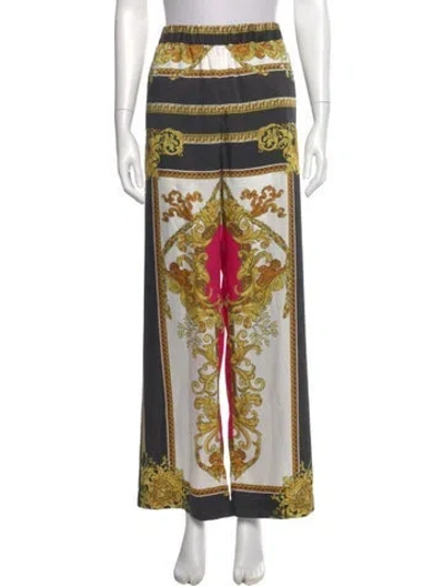 Pre-owned Versace Printed Wide Leg Pants W/ Tags In Black