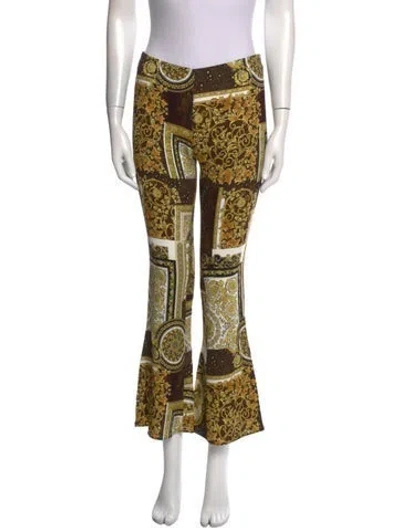Pre-owned Versace Printed Wide Leg Pants In Yellow