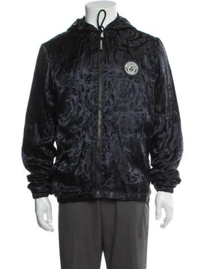 Pre-owned Versace Printed Windbreaker In Blue