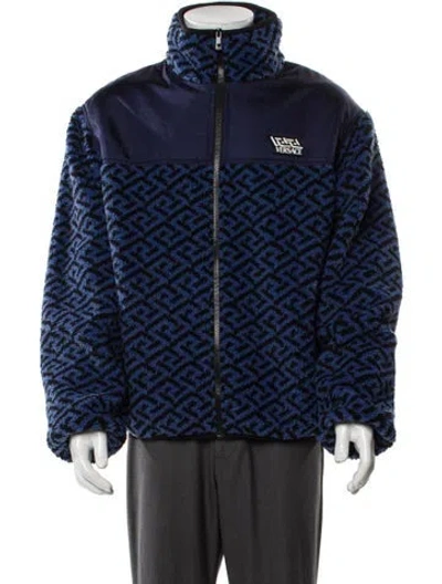 Pre-owned Versace Printed Windbreaker In Blue