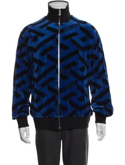 Pre-owned Versace Printed Windbreaker In Blue
