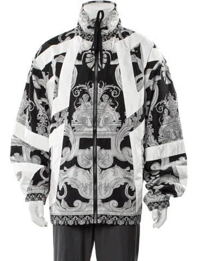 Pre-owned Versace Printed Windbreaker W/ Tags In Black